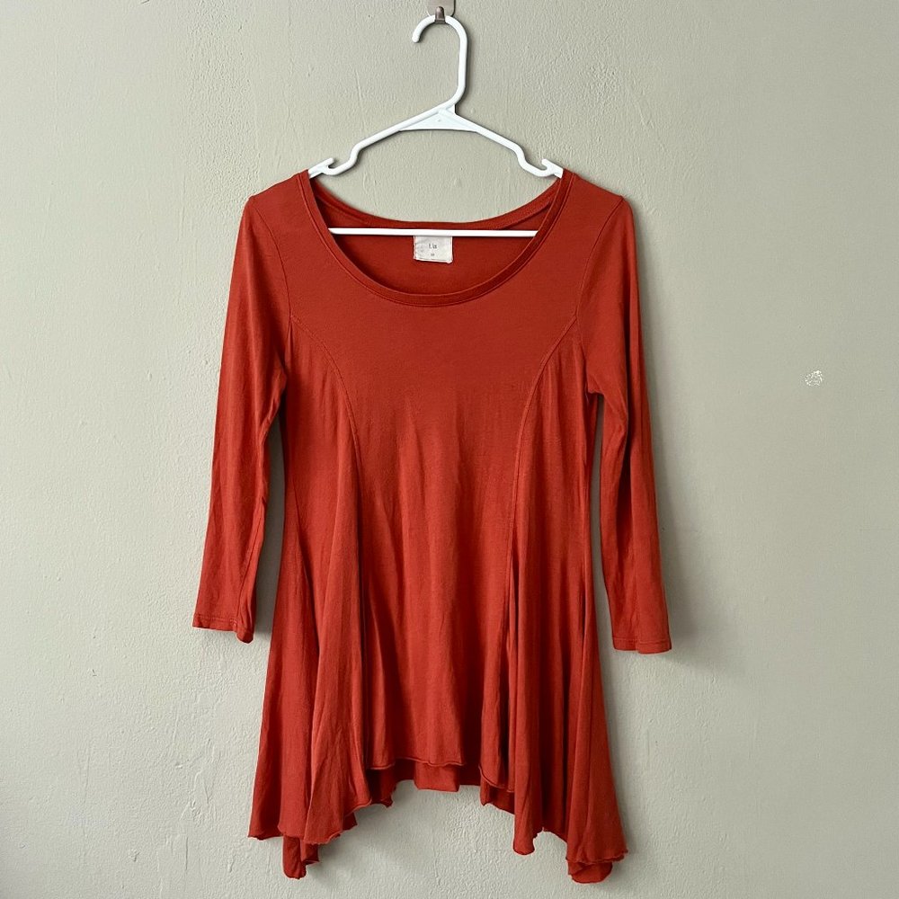 Anthropologie T. La Burnt Orange Tunic Top